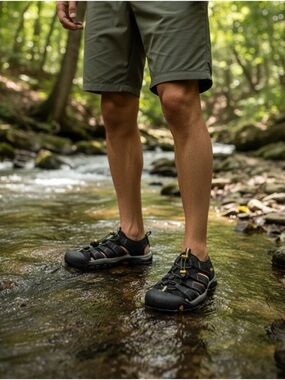 KEEN Men's Newport H2 Water Sport Hybrid Sandal Black Yellow Size US 10.5